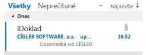 iDoklad automatická upomienka v doručenej pošte