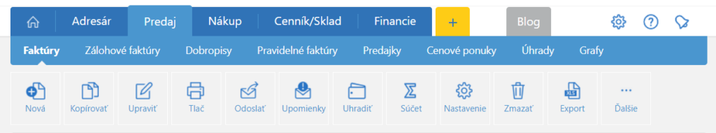 Tlačítko Export