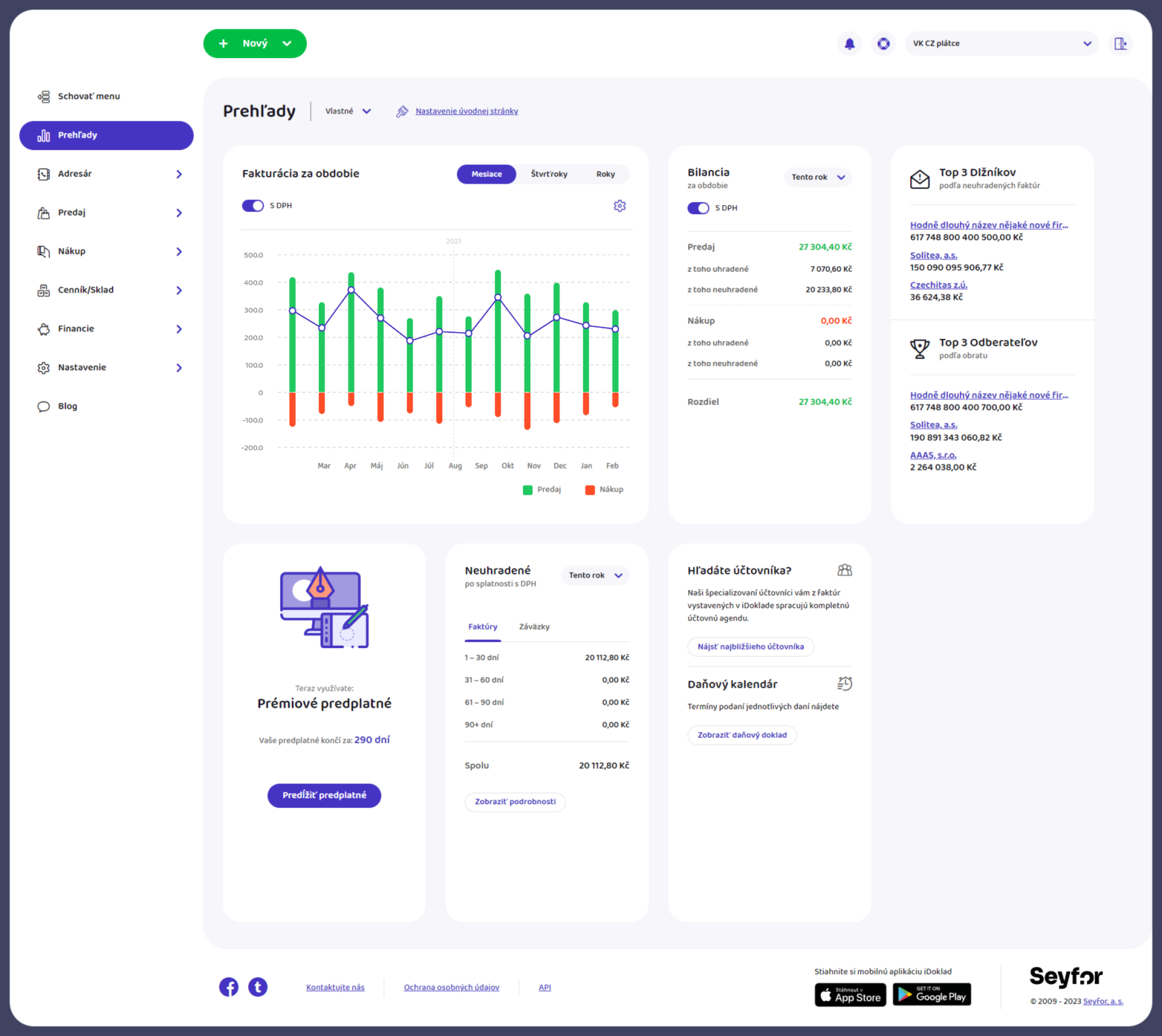 Prehľady fakturacia za obdobie